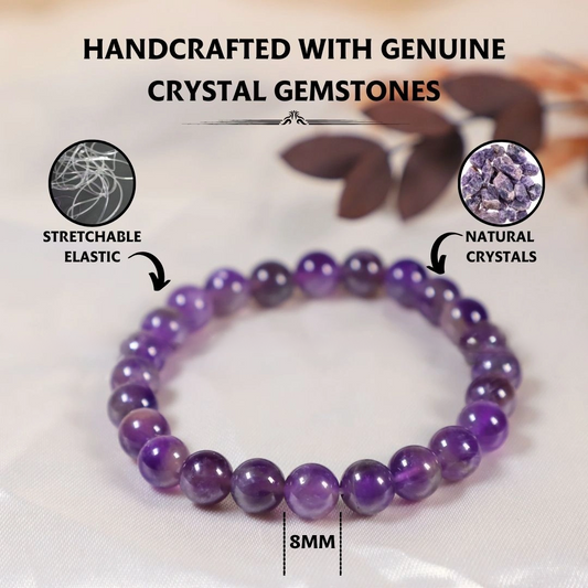 Premium Wood Crystal Bracelet Diamond Cut 8mm