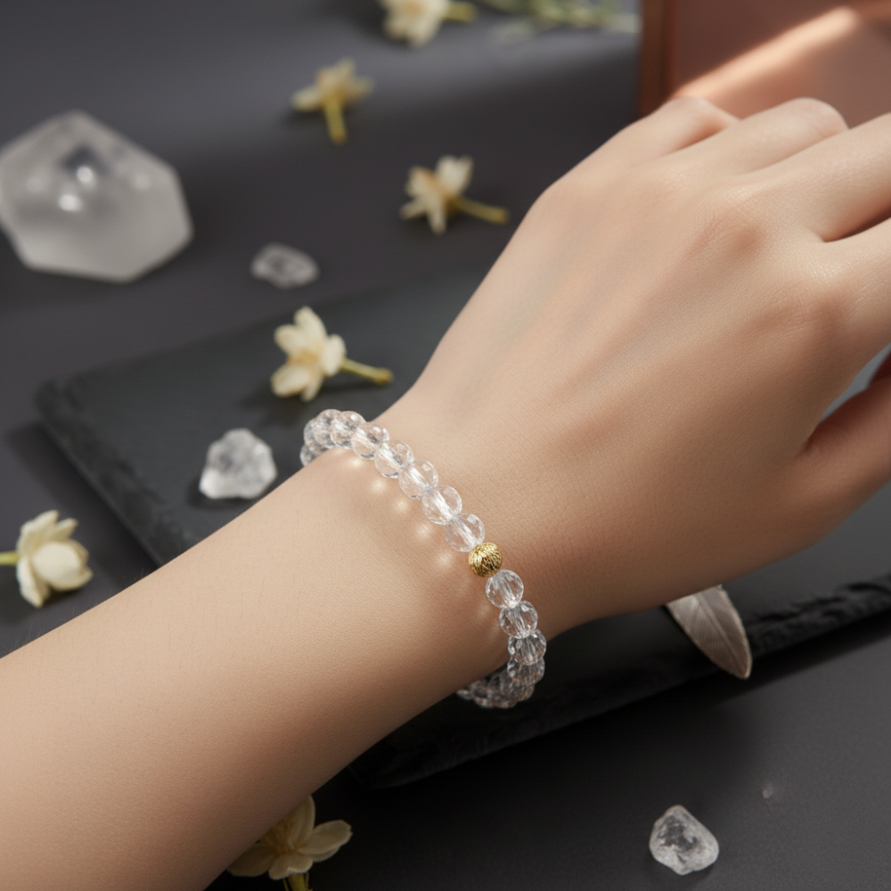 Clear Quartz Crystal Bracelet Diamond Cut