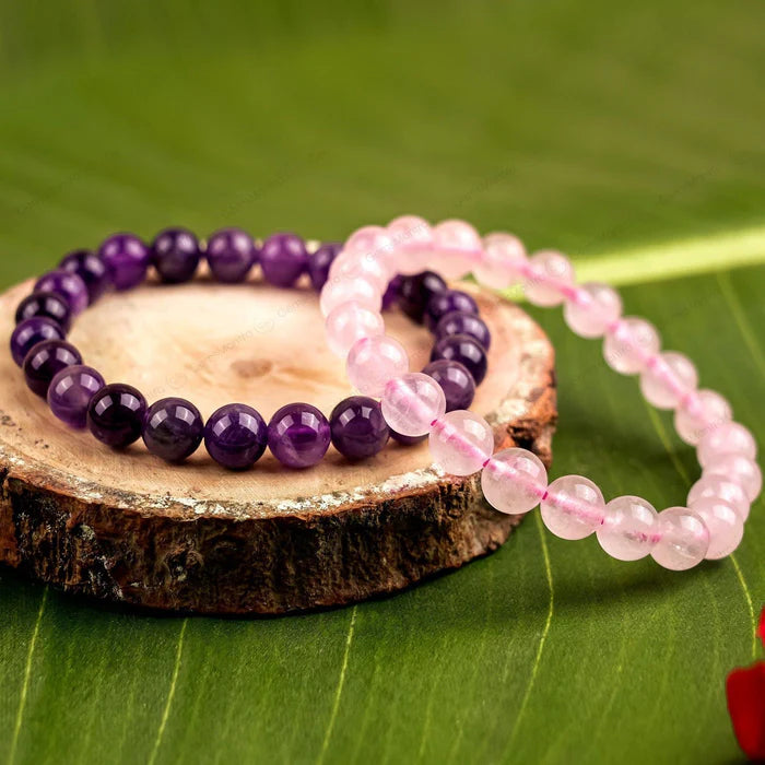 Rose Quartz & Amethyst Combo Bracelet – Love, Healing  & Positivity
