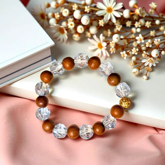 Premium Wood Crystal Bracelet Diamond Cut 8mm