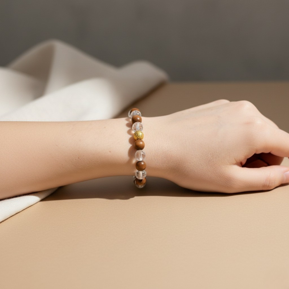 Wood Crystal Bracelet Diamond Cut