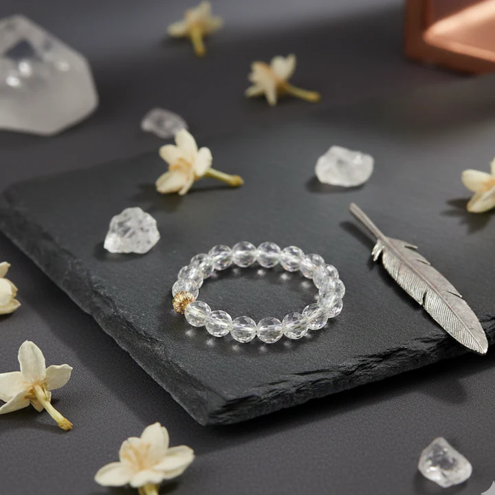 Clear Quartz Crystal Bracelet Diamond Cut