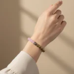 Rose Quartz and Golden Pyrite Bracelet with Buddha Charm - Image 3