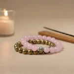 Rose Quartz and Golden Pyrite Bracelet Combo