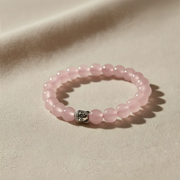 Rose Quartz Bracelet with Buddha Head