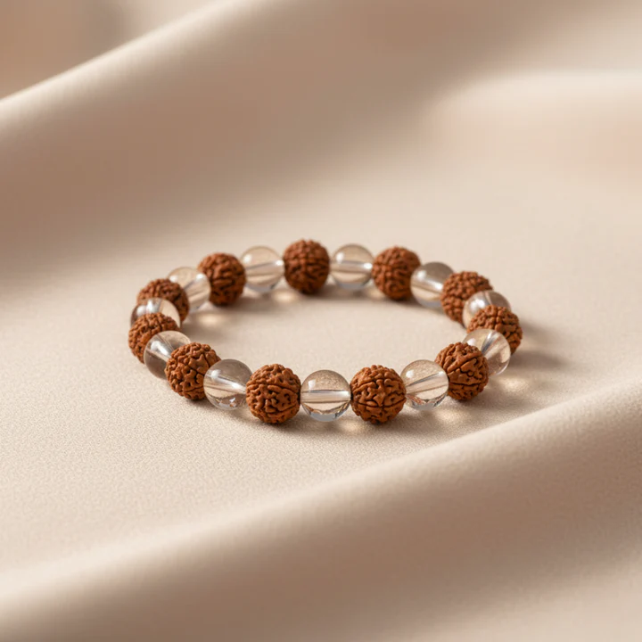 Rudraksha and Crystal Bracelet
