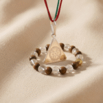Surya Budh Yantra Silver Locket and Wood and Clear Crystal Bracelet Combo