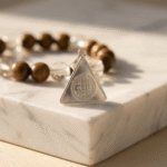 Surya Budh Yantra Silver Locket and Wood and Clear Crystal Bracelet Combo - Image 4