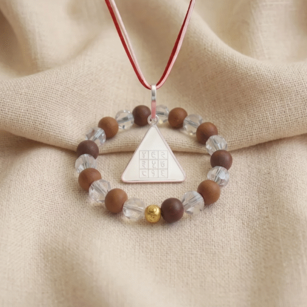 Surya Pyra Yantra Pure Silver Locket & Wood Crystal Bracelet Combo