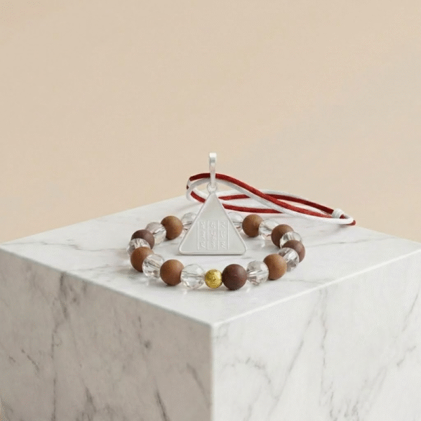 Surya Pyra Yantra Pure Silver Locket & Wood Crystal Bracelet Combo