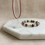 Surya Pyra Yantra Pure Silver Locket & Wood Crystal Bracelet Combo - Image 5