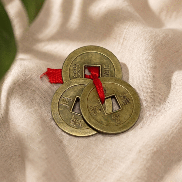 Feng Shui Lucky Coins Set of 3 for Money & Wealth (Chinese Red String Coins)