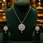 Silver-Tone CZ Baguette Pendant Necklace & Drop Earrings Set for Women - Image 4