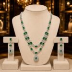 Silver Tone Crystal Necklace & Earring Set for Women - Image 3