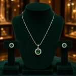 Round Halo Crystal Pendant Necklace & Stud Earrings Set for Women | Silver-Tone Crystal Jewelry | Clear, Pink & Green - Image 5