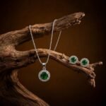 Round Halo Crystal Pendant Necklace & Stud Earrings Set for Women | Silver-Tone Crystal Jewelry | Clear, Pink & Green - Image 4