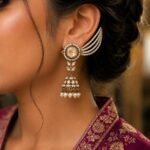 Gold Toned Pearl Chain Jhumka Earrings for Women - Image 2