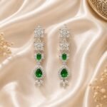 Emerald Green Cubic Zirconia Drop Earrings for Women - Image 2
