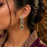 Emerald Green Cubic Zirconia Drop Earrings for Women - Image 3