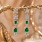 Emerald Green Cubic Zirconia Drop Earrings for Women - Image 4