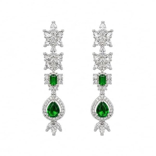Emerald Green Cubic Zirconia Drop Earrings for Women