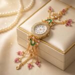 Kashmiri Bracelet Watch for Women, Kundan Floral Design - Image 2