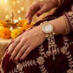Kashmiri Bracelet Watch for Women, Kundan Floral Design - Image 3