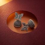 Traditional Butterfly Oxidised Silver Jhumkas - Image 3