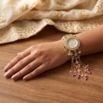 Kashmiri Bracelet Watch for Women, Kundan Floral Design - Image 6